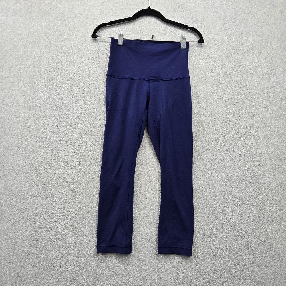 Lululemon Women Activewear Pants 4 Blue Yoga Legging 21" Inseam Logo Stretch